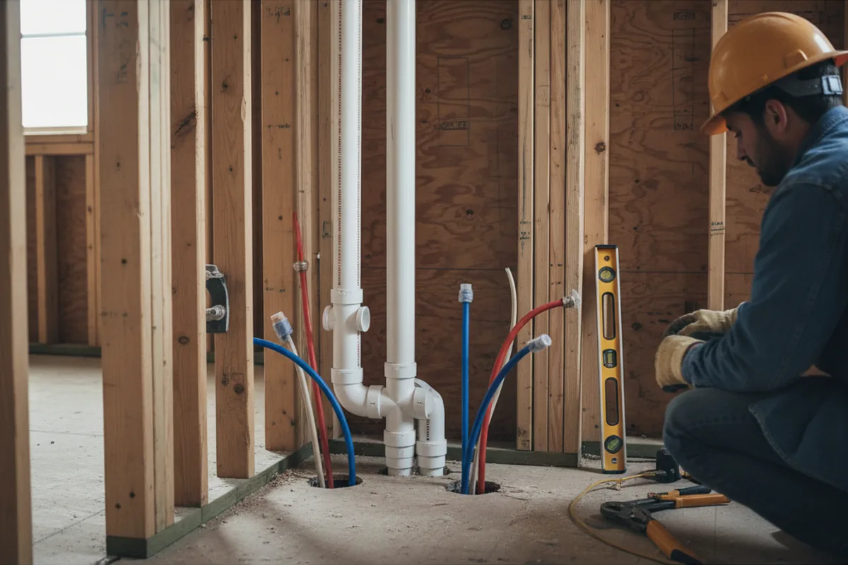 Drain and supply rough-in during Drain Cleaning in Germansville